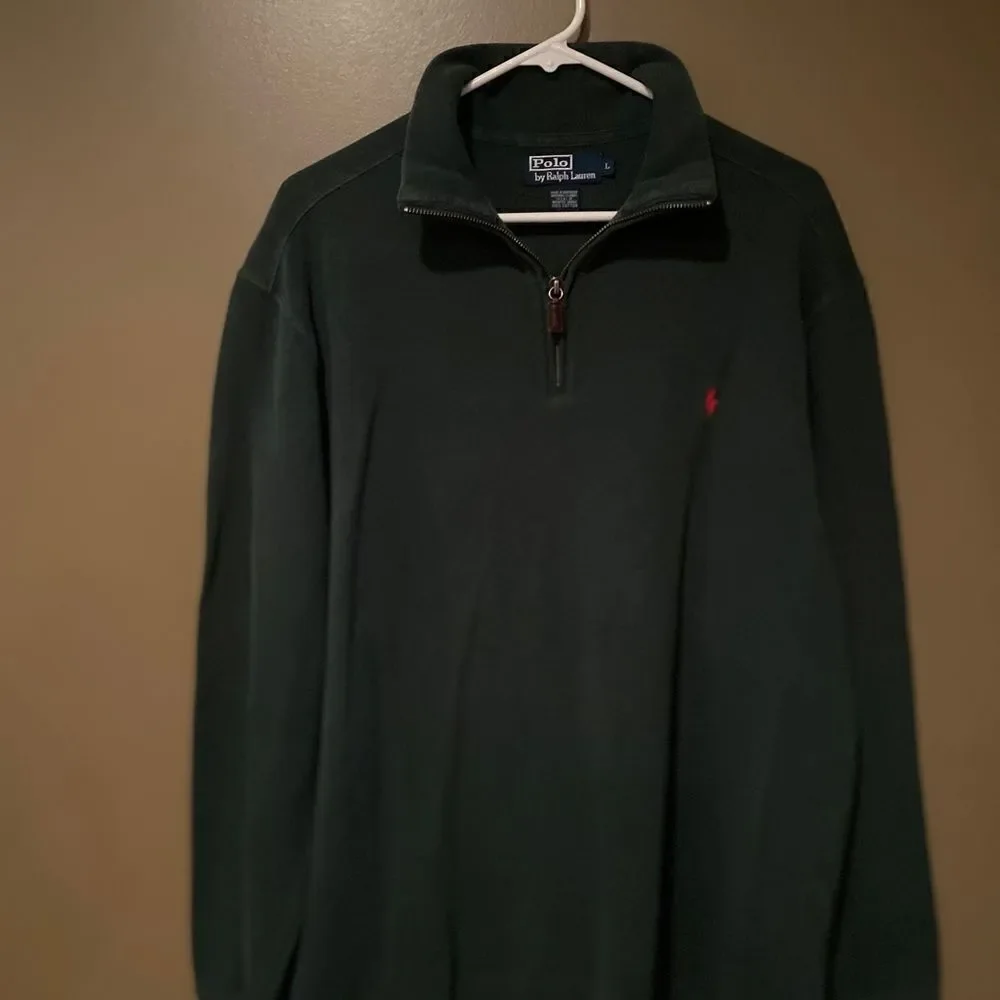 Polo Ralph Lauren Emerald Green Half Zip Pullover Pony Embroidered Size Large
